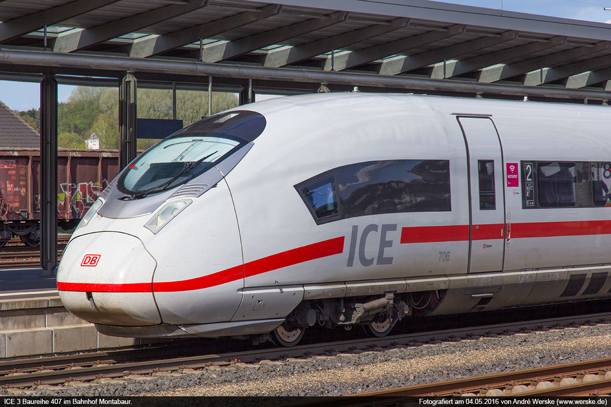 ICE 3 Baureihe 407 in Montabaur – 04.05.2016 © Andre Werske