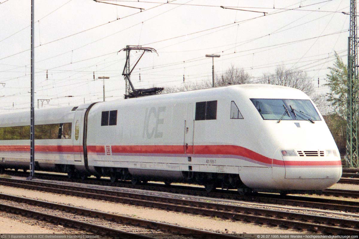 ICE 1 auf dem Gelände des ICE-Betriebswerks in Hamburg-Eidelstedt – 26.07.1995 © Andre Werske