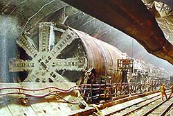 Tunnelbohrmaschine unter dem Ärmelkanal im Eurotunnel.