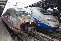 ICE 3 Baureihe 407 und TGV Euroduplex im Gare de l´Est, Paris.  © 15.09.2016 Andre Werske