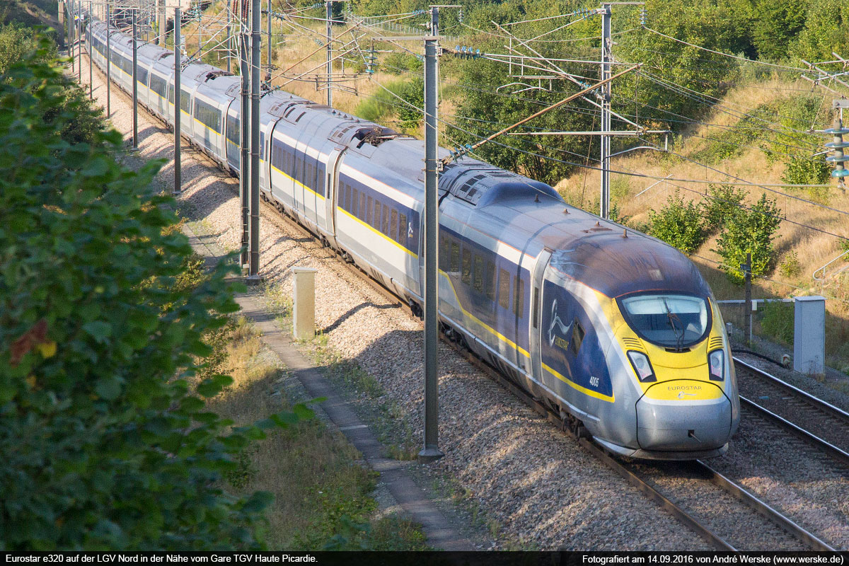 Eurostar e320 an der LGV Nord in der Nähe vom Gare TGV Haute Picardie. – 14.09.2016 © Andre Werske