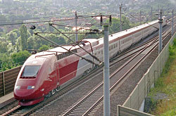 Thalys PBKA auf der Neubaustrecke bei Würzburg  © 07/1996 Andre Werske